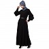 Elegant abaya with long cuff sleeves- Black